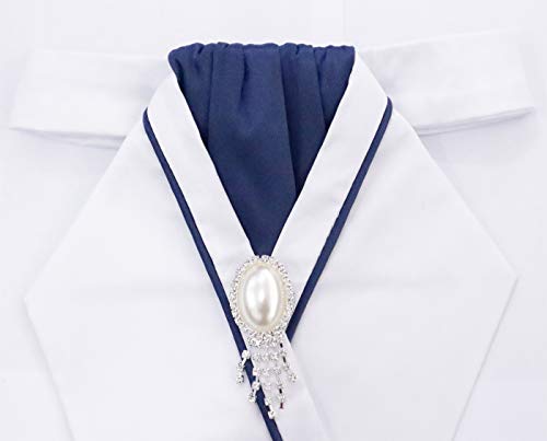 Hr Farm Womens Dressage Riding Stock Tie (White/Navy) #TOP3