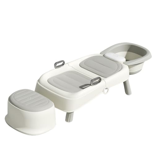 Bxzzuisシャンプーチェア シャンプー洗髪器 妊婦用子供用洗髪椅子 調節可能 安全 滑り止め 調節可能なヘッドレスト両側に肘掛け付き 折り畳み式 省スペース 介護者用/妊娠/入院/高齢者/子供 ベビー用品 家庭用 (グレー,シャンプーチェア + シャン