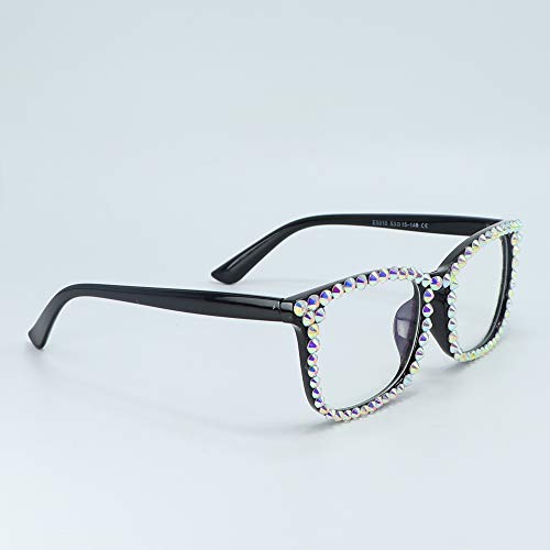Image of Square Rhinestone Reading Glasses For Women Blue Light Blocking Computer Readers Glasses