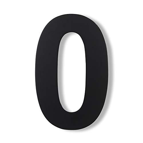 Mellewell Floating House Numbers Black, 6 Inch, Stainless Steel 18-8, Number 0 Zero