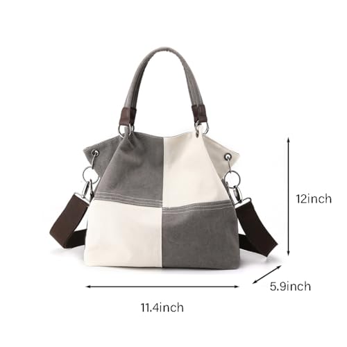 Bolso Tote de Lona para Mujer, Color Block, Convertible miniatura 5