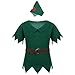 IEFIEL Disfraz Infantil Traje de Carnaval Halloween para Niños Dsifraces de Elfo Top Blusa + Sombrero Disfraz de Santo Equipo del Duende 1-10 Años Verde Oscuro 4-5 Años
