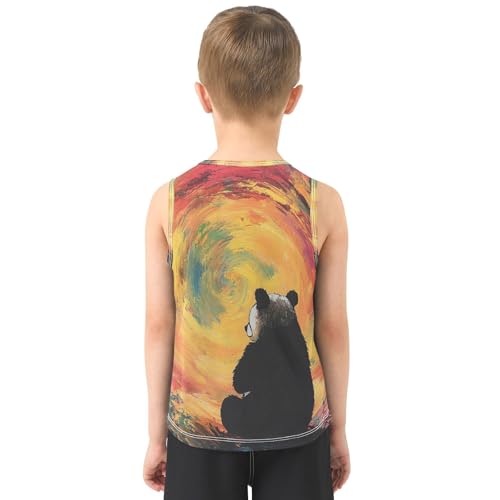 Boys Tank Top Shirts Panda Colorful Tie Dye Sleeveless T-Shirts Crew Neck for Kids Clothing Children3