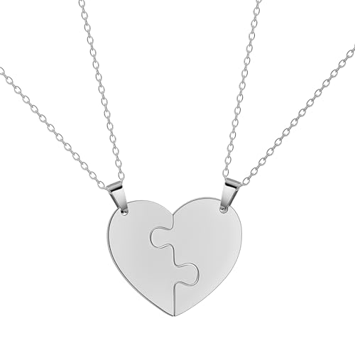 EUEAVAN Collar de corazón roto con colgante de dos corazones a juego para parejas, regalo para el día de San Valentín, Medium, Acero inoxidable, No es una piedra preciosa EUEAVAN Collar de corazón roto con colgante de dos corazones a juego para parejas, regalo para el día de San Valentín, Medium, Acero inoxidable, No es una piedra preciosa
