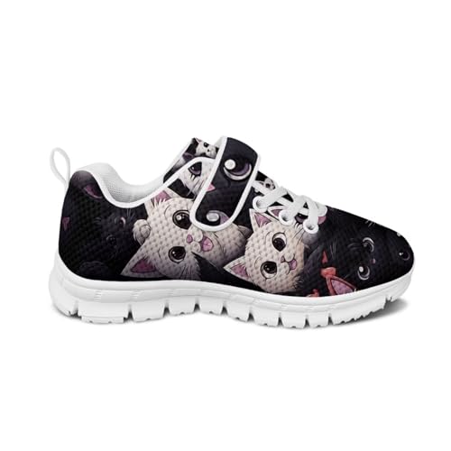 Toddler Boys & Girls Shoes Kids Canvas Sneakers with Cartoon Big-Eyed Cat Adjustable Hook-and-Loop2