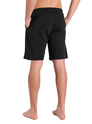 DAVID ARCHY Men's 2 Pack Soft Comfy Cotton Knit Sleep Shorts Lounge Wear Pants with Pockets (S, Black/Navy Blue)3