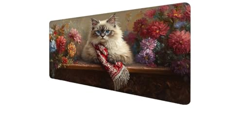 Tapis de souris XXL design fleur pour bureau de gamer