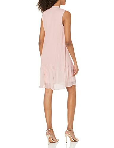 Image of DKNY Womens Sleeveless Tie Neck Pleated Dress