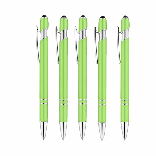 5 bolígrafos 2 en 1 de tinta negra con punta media (0.7 mm) estacionario para suministros de escuela, hogar, oficina (verde claro)