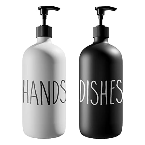 Dish Soap Dispenser for Kitchen Sink,Glass Kitchen Hand Soap Dispenser,Modern Farmhouse Soap Dispenser for Kitchen Sink Decor Cover