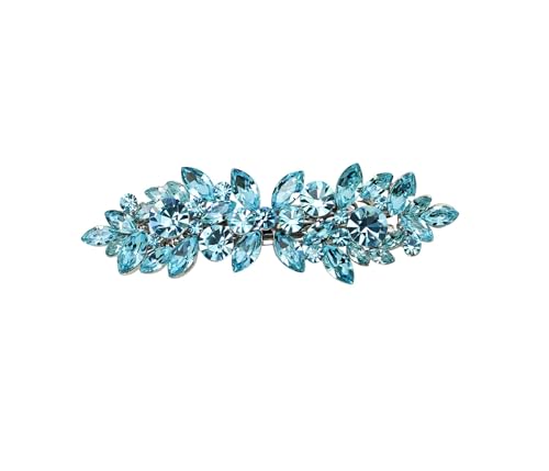 Faship Gorgeous Aqua Rhinestone Crystal Floral Hair Barrette Clip