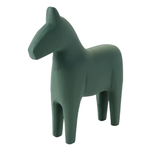 Hoite Sculpture de cheval en bois vert, décoration de table pour salon, bureau, statue en bois, objet décoratif, cadeaux