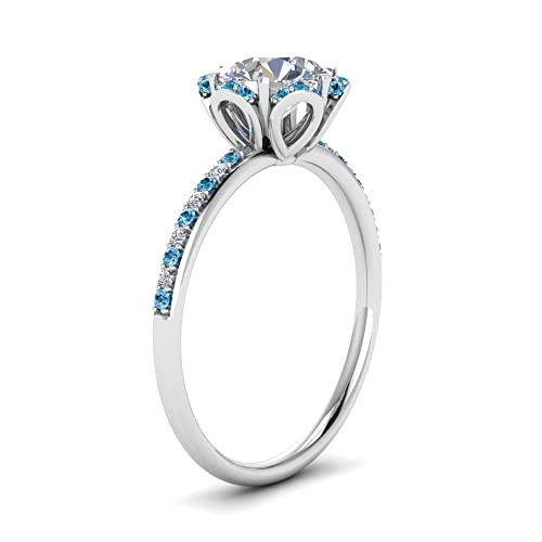 Image of 55Carat Choose Your Gemstone 6 Petal Ring Sterling Silver Round Shape Halo Engagement Rings Well Shaped for Any Gift Giving Occassion Modern Style Enchating Women US Size 4 to 12