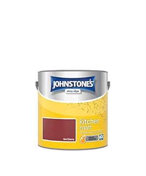 Johnstone's - Kitchen Paint - Hot Cherry - Matt Finish - Grease & Stain Resistant - Suitable for Kitchen Walls & Ceilings - Highly Durable - Low Odour - 12m2 Coverage per Litre - 2.5L