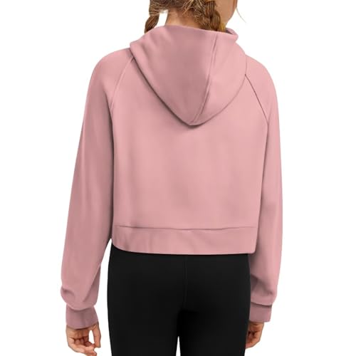 Half Zip Hoodie for Girls 5-14 Years Cute Hooded Sweatshirt for Girls Long Sleeve Pullover Workout Athletic Top3