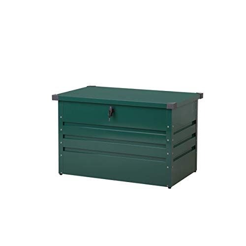 Metall-Gartentruhe 300 l dunkelgrün Kissenbox Auflagenbox für die Terrasse wasserdicht Aufbewahrungsbox Gartenbox Cebrosa – Bild 3