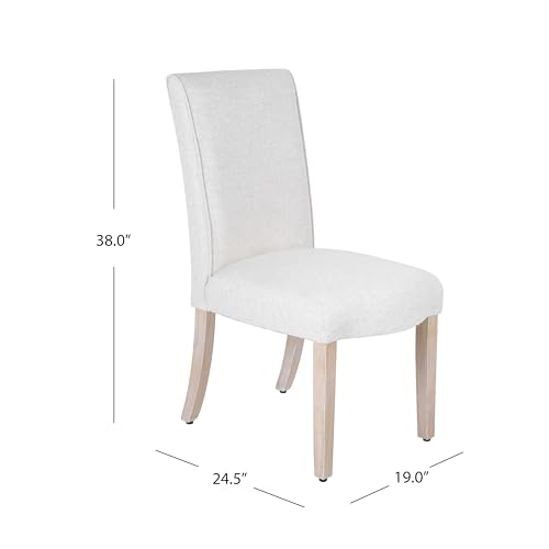Image of Homepop Scalloped Detail Dining Chair|Upholstered Parsons Dining Chairs |Decorative Home Furniture, Cream Textured Woven (Set of 2)