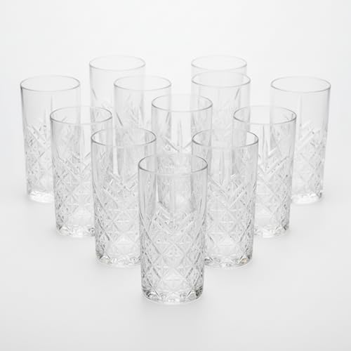Consejos para Comprar Juegos de cristalería - los preferidos. 48 Vittori Juego de 12 Vasos Jaiboleros Infinity Diseño Timeless High Ball Grande de Vidrio Cristal 450 ml 15 1/4 oz