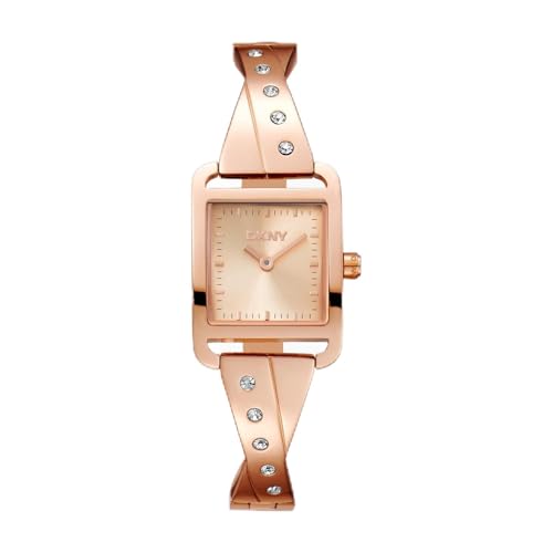DKNY City Bangle Analog Plain 2-Hands Japanese Movement Rose Gold Square Dial with Rose Gold Bracelet 12 x 8 mm, 30 m Water Resistance Women's Wrist Watch - DK1L005M0035