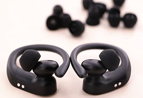Image of 16 Pairs Powerbeats Pro Ear Tips Buds, 4 Size Replacement Soft Flexible Fit in Case Noise Reduce Silicone Rubber Gel Earbuds Eartips Wing Skin Accessories Compatible with Beats Flex /BeatsX - Black
