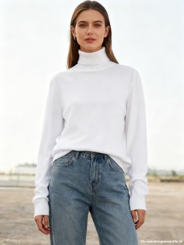 Image of SANGTREE Women's Turtleneck Sweaters Long Sleeve Pullover Tops | Breathable Lightweitht Fabric| Fall Winter Fashion Outfits| Perfect for Daily,Office,Vacations,Holiday,Family Gatherings Etc.