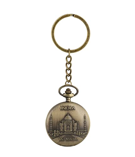 Image of AUGEN Pocket Watch Metal Keychain Taj Mahal Retro Vintage for Gifting With Key Ring Anti-Rust (Pack Of 1)