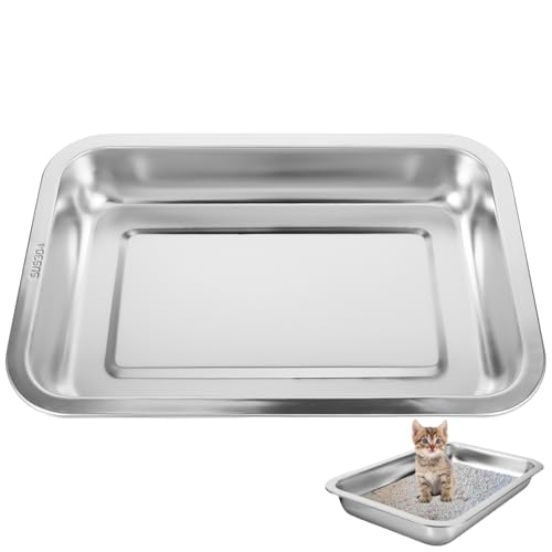 Arenero de acero inoxidable para gatos, tamaño pequeño miniatura 1