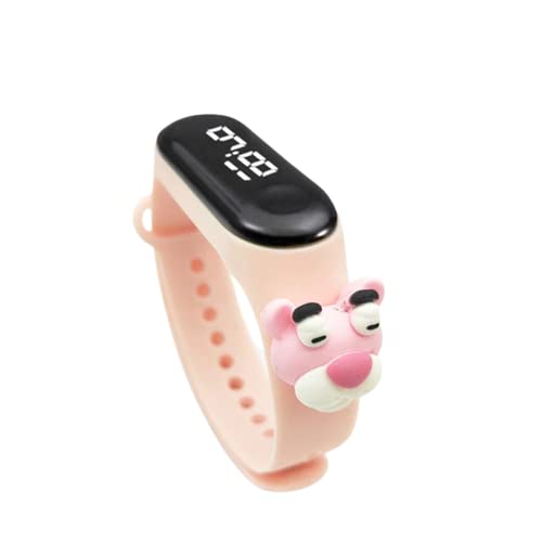 ZOVUTA Digital Dial Waterproof Stylish & Fashionable Wrist Smart Watch LED Band for Kids, Colorful Cartoon for Boys & Girls (Removable Silicon Strap) (Baby Pink Monster)