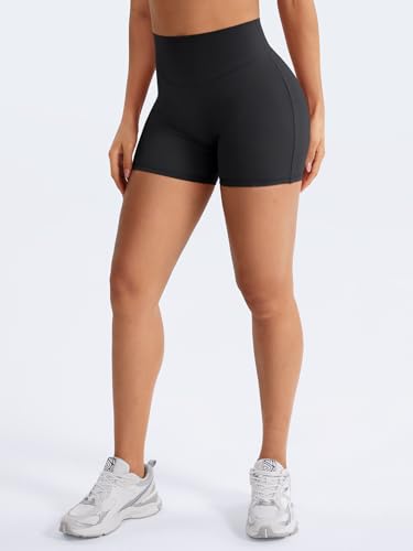 VOYJOY Women Workout Shorts 4.5" Hidden Scrunch No Front Seam High Waist Tummy Control Gym Booty Shorts4