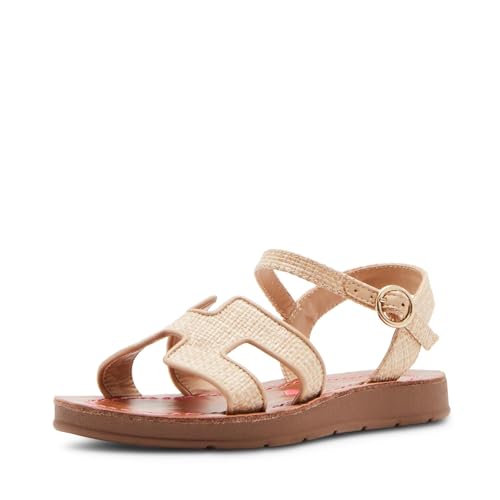 Girls Harrlow Flat Sandal, Raffia, 5 Big Kid