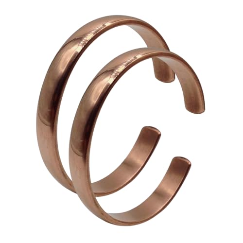 Hand Forged 100% Pure Copper Bracelet – Non-Magnetic Adjustable Healing Cuff – Unisex Handmade Jewelry for Men & Women – Arthritis & Joint Pain Relief - 2-PACK