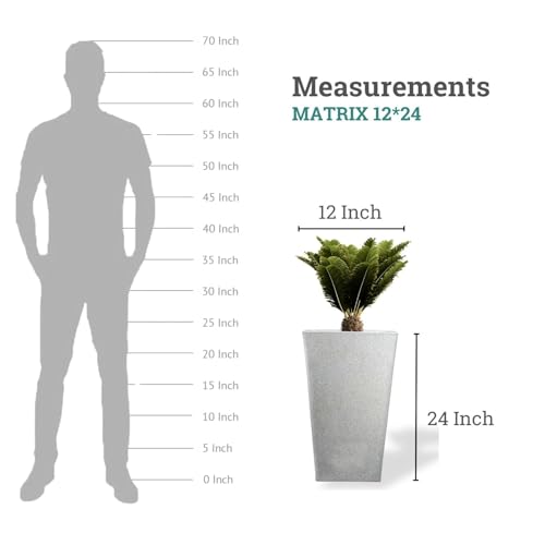 Image of Go Hooked Matrix 24 Inch Big Flower Pot | Outdoor & Indoor Planter for Balcony, Garden & Terrace | Durable Lightweight Decorative Polymer Pot for Live & Artificial Plants (White)