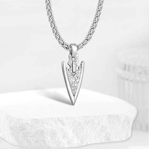 Arrowhead Necklace Sterling Silver Arrow Pendant Necklace Native American Jewelry for Men 22"+2" Chain2
