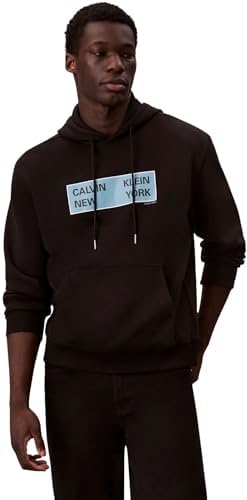 Calvin Klein Herren Hoodie Terry Box Graphic Regular Fit, Schwarz (Black), L