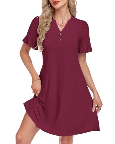 MOLERANI Women's Summer Casual T Shirt Dress V Neck Wedding