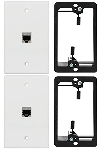 Wi4You Cat6 Wall Plate 1 Port 1 Gang RJ45 Keystone, 2 Pack