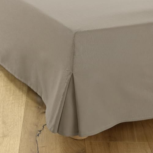 Cache-Sommier 160x200 Taupe – 4 Volants de 30 cm pour Lit 160 x 200 avec Sommier – Jupe de Lit 160x200 Fabriqué en Europe – Protège Sommier 160 x 200 – Housse...