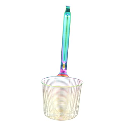Genérico 1 Pc valla de polvo Colador de fideos cucharas ranuradas para cocinar colador de cuchara freír filtrar largo y fideua wok colador de acero inoxidable utensilios de cocina prácticos