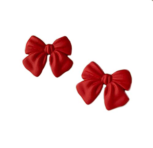 Artist Bow Tie Ribbon Stud Earrings for Women Red Black Daily Bow Earring Jewelry