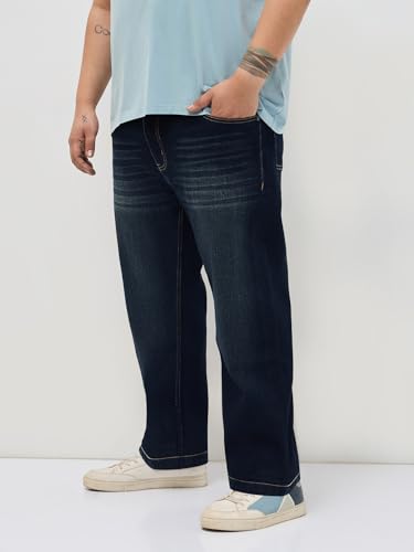 Image of Urbano Plus Men's Regular Fit Heavy Washed Denim Jeans Stretchable