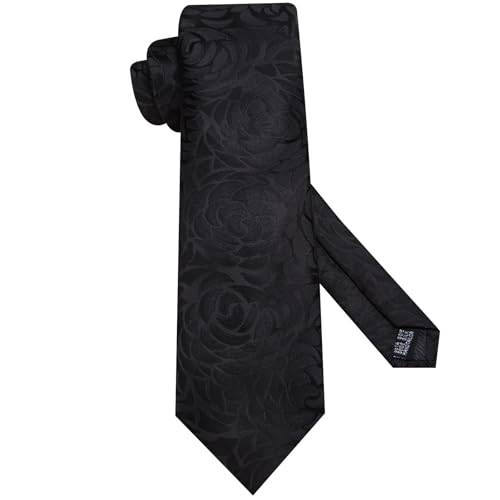 Image of Hi-Tie Mens Paisley Floral Striped Ties Set Silk Necktie and Lapel Pin for Men Pocket Square Cufflinks Set Business Wedding