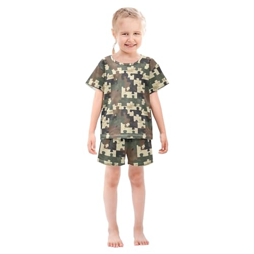 Green Camouflage Pajama Set Pajamas Sleepwear Nightwear Loungewear Clothes Set B0405010