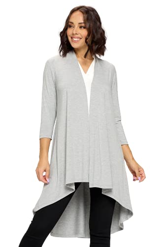 Image of Women's 3 /4 Sleeve Soft Open Front Casual Flowy Long Viscose Made from Bamboo Cardigan