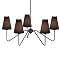 5-Light Classic Chandelier With Linen Shades - Matt Black Dining Room Fixture