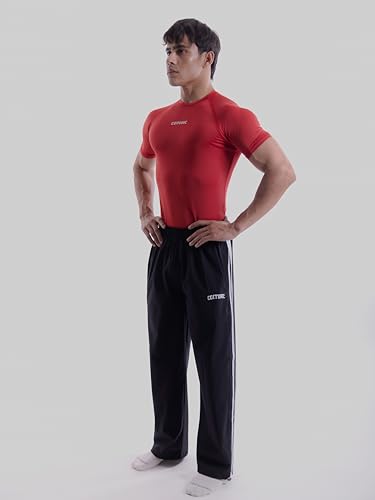 Image of COITONIC Men Compression Half Sleeves Round Neck T-Shirt for Gym and Sports Wear Red