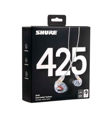 Image of Shure SE425 PRO Wired Earbuds - Professional Sound Isolating Earphones with Detailed Sound, Dual-Driver Hybrid, Secure in-Ear Fit, Detachable Cable, Durable Quality, Clear | Dual High-Definition Drivers, Sound Isolating Up to 37 Db, Detachable Gold-Plated Mmcx Cable, Over-Ear Fit, Case and Fit Kit