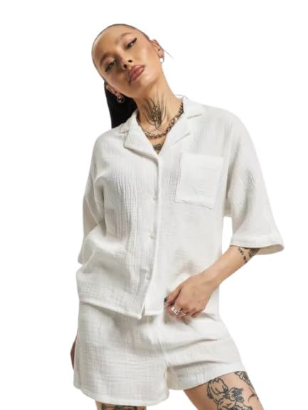bellababebysk Women's Cotton Textured Button-Down Shirt with Shorts Set | Summer Wear | Coord Set | Fancy Shorts Set | Trendy Two-Piece Lounge Set-picture-53