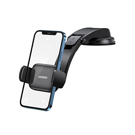 UGREEN Soporte Móvil Coche, Soporte de Movil Coche para Salpicadero y Parabrisas con Ventosa Fuerte, Car Phone Holder Brazo Ajustable 360° Compatible con iPhone 13 12 Pro, Galaxy S22, Redmi Note 10