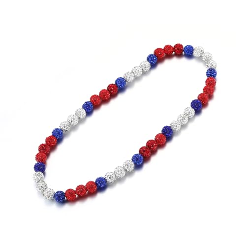 RWQIAN Baseball Beaded Necklace for Men Boys, Bling Drip Chains Inspired Accessory With Diamond Rhinestone Discoball, Jewelry Making Gift for Baseball Team Athletes