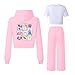 FQZWONG Kpop Girls 3 Piece Outfits Short Sleeve Shirt and Long Sleeve Hooded Jacket and Jogger Sweatpants Cartoon Set